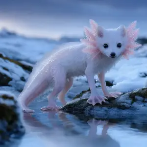 Arctic fox + Axolotl